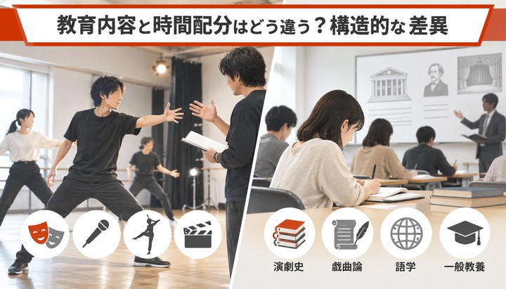 教育内容と時間配分はどう違う？構造的な差異