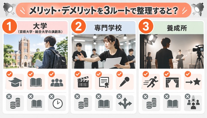 メリット・デメリットを3ルートで整理すると？